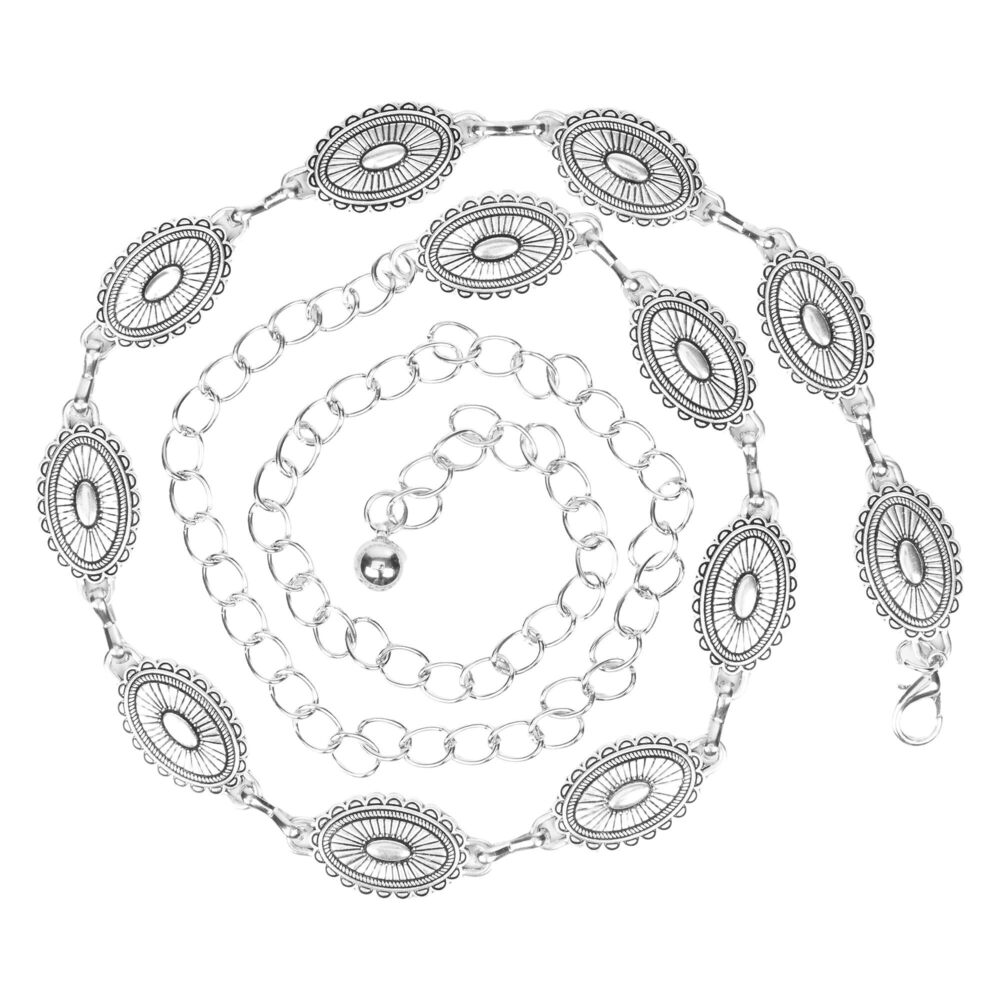 5349 Western Metal Belt Silver Chian For Jeans
